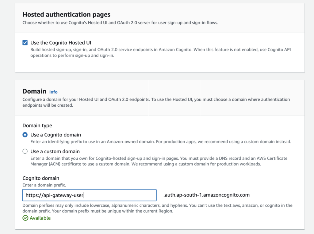 Configure Hosted Zone for user Pool